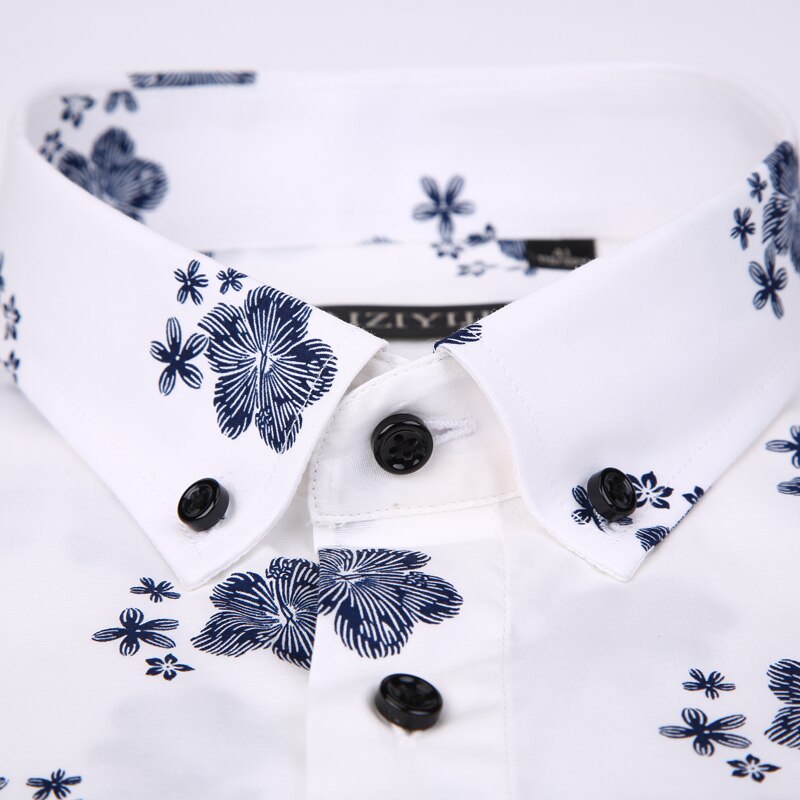 Men's Fashion Long Sleeve Floral Printed Shirts Worn-in Comfortable Standard-fit Casual Thin Button-down Collar Tops Shirt