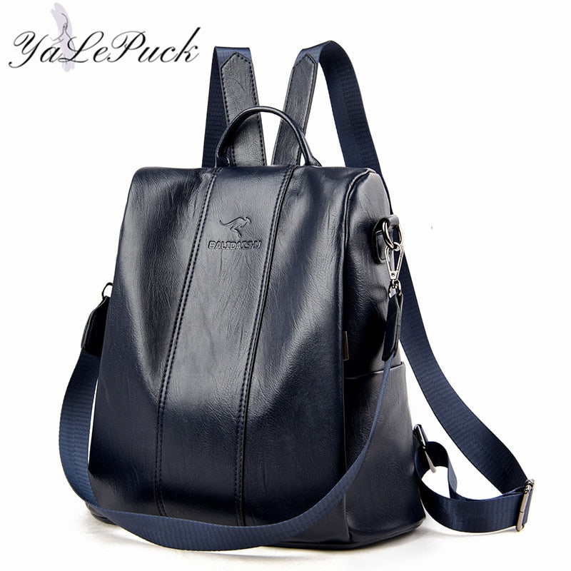 Anti-theft leather backpack women vintage shoulder bag ladies high capacity travel backpack school bags girls mochila feminina