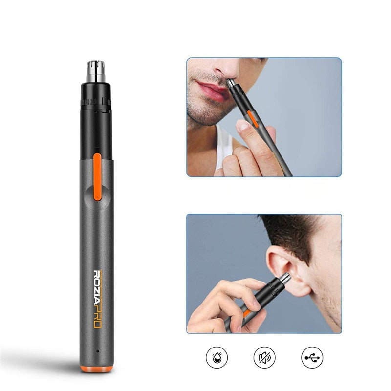 Electric Nose Ear Hair Trimmer Effctive for Men and Women with USB Fast Charge Low Noise Mini Pen-grip Portable Nose Epilator