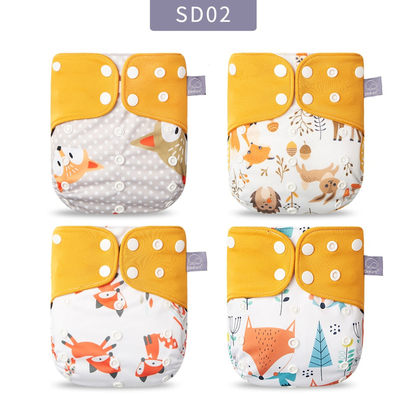 Elinfant Gray Mesh Cloth 4pcs Eco-friendly Diaper Washable Cloth Diaper Adjustable Baby Nappy Reusable pocket Diapers