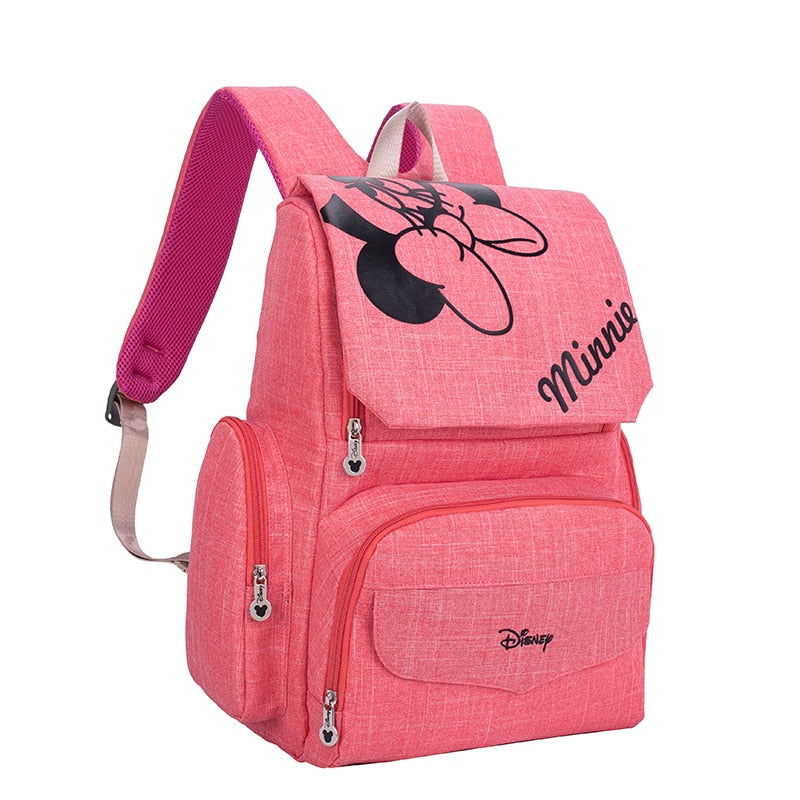 Disney Mama Wickeltasche Mutterschaft Wickeltasche für Babypflege Reiserucksack Designer Mickey Minnie Pink und Grau Handtaschen