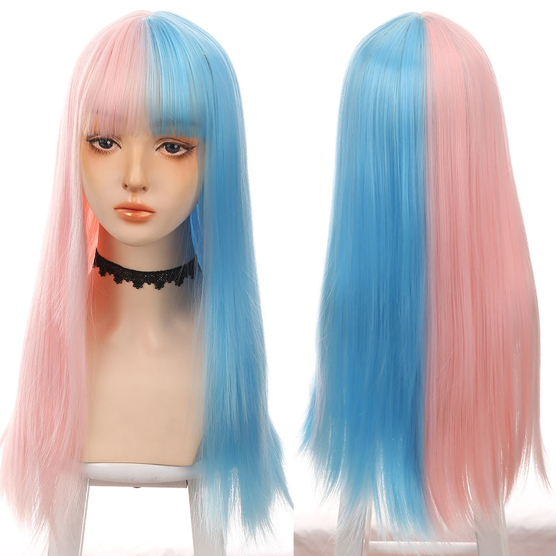 SHANGKE Synthetic Red Black Blonde White Lolita Wigs For Women Long Straight Wig With Bangs Genshin Impact Cosplay Wig