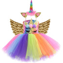 Regenbogen Pailletten Einhorn Kinder verkleiden sich Kostüme Prinzessin Mädchen Kleid Party Kostüm Halloween Blumenmädchen Kleider für Hochzeiten Knie