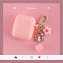 Cute Korean Pearl Silicone Case for Apple Airpods 1 2 Case Accessories Wireless Earphone Protective Cover Cherry Dog Key Ring
