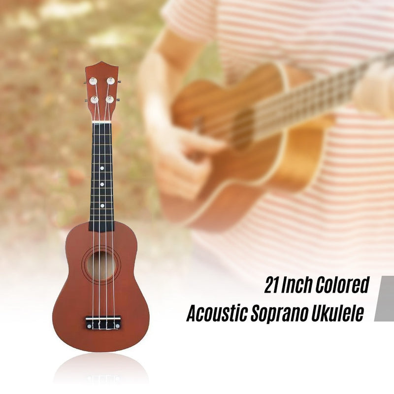 21 Zoll Ukulele Ukulele Set Basswood Acoustic Sopran Ukulele Gitarre 4-Saitige Hawaii-Gitarre mit Plektrum Tuner String Strap Bag