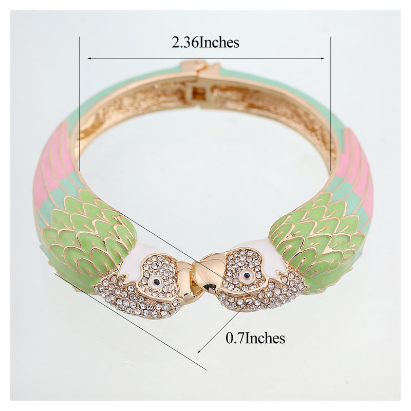 KAYMEN Hot Selling Luxury Enamel Colourfull Animal Parrot Cuff Bracelet Bangle 7 Colors for Women Girls Teens Nice Jewelry 3328