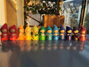 6/12pcs Crochet Wooden Rainbow Dolls in Beanies for Pastel Stackable Blocks Wood Natural Doll in Knitting Hat Montessori Toy