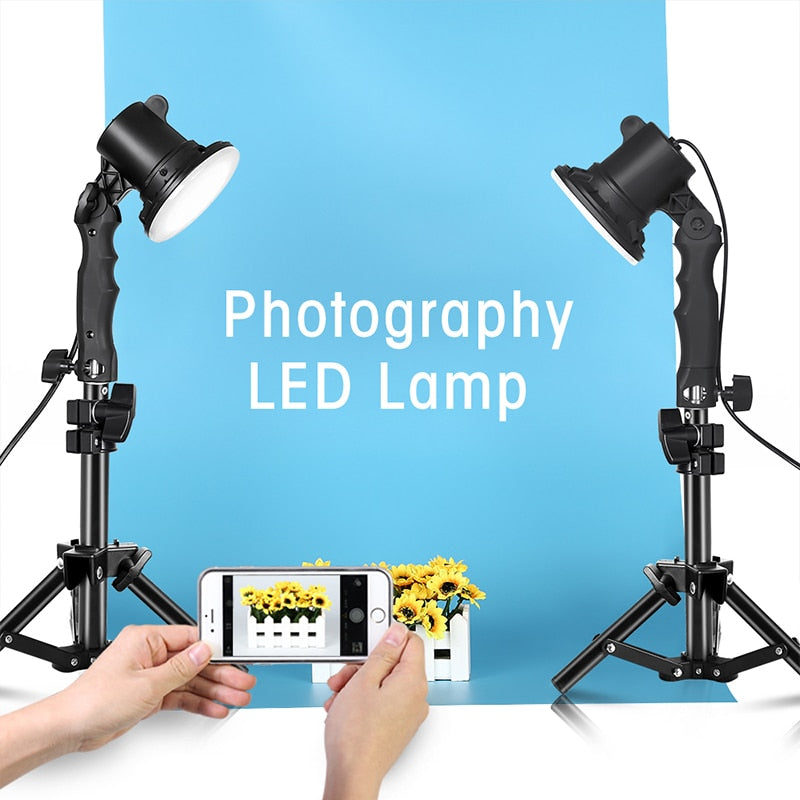 Lámpara LED para estudio de fotografía, bombilla para retrato, caja suave, bombilla de luz de relleno con soporte de luz de 37CM, trípode para estudio fotográfico