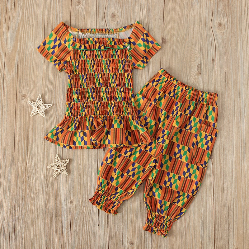 Girl Clothing Sets Summer New Girl Clothes Suit African Bohemian Two Piece Set Baby Girl Clothes Kids Outfits