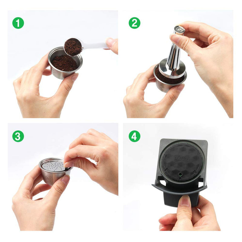 Stainless Steel Coffee Capsule Pods For Nescafe Dolce Gusto Lumio Refillable Dolci Gusto Reusable Coffee Filters Ground Tamper