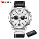 Relojes CURREN para hombre, marca de lujo, reloj de pulsera deportivo resistente al agua, cronógrafo, cuarzo, militar, cuero genuino, reloj Masculino