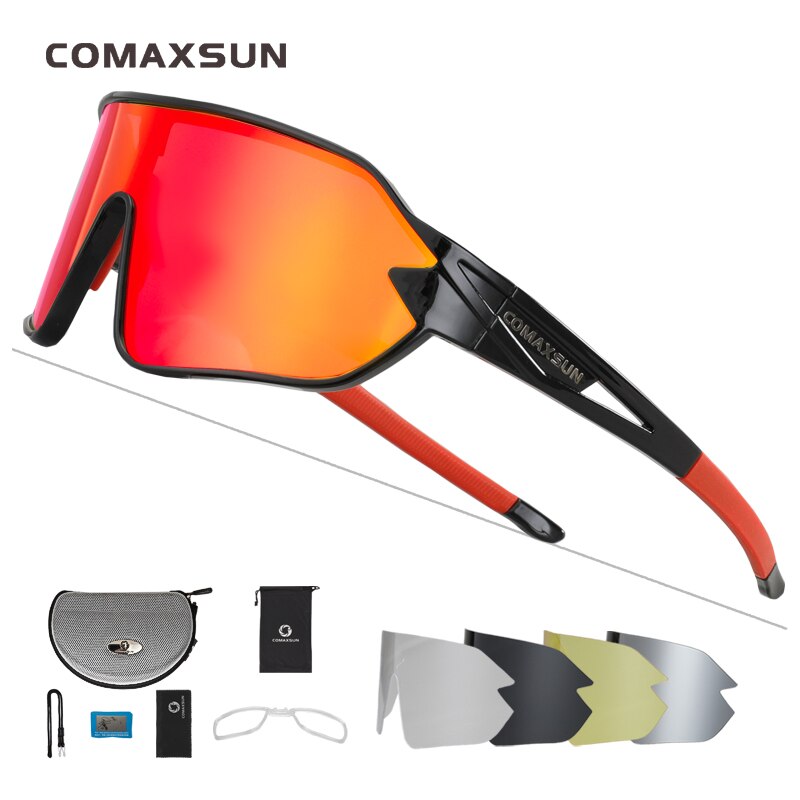 COMAXSUN gafas de ciclismo polarizadas 5 lentes MTB bicicleta de carretera deporte espejo gafas de sol gafas de montar Anti-UV400 gafas de bicicleta