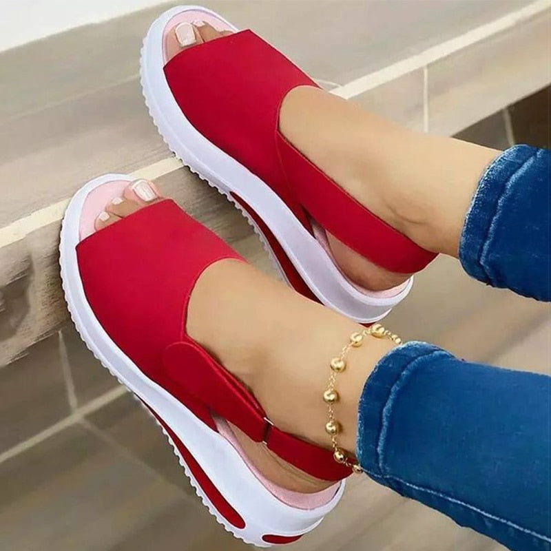 Sandalias de Mujer 2022, Sandalias de tacón, zapatos de verano Peep Top, Sandalias de plataforma para Mujer, zapatos de cuña suave, Sandalias, calzado informal para Mujer