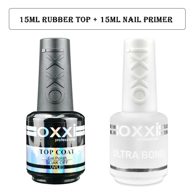 oxxi Latest 15ml Nail Rubber Base Coat Semi Permanant UV Gel Varnishes Primer for Nails Matte Top Coat Nail Art Base Top Gellak