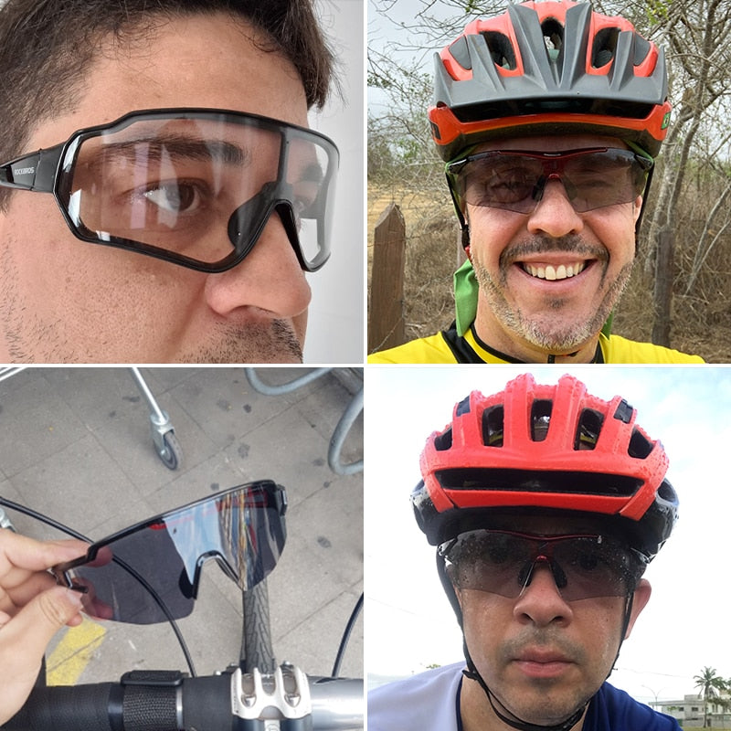 ROCKBROS Photochromic Cycling Glasses Bike Bicycle Glasses Sports Men&