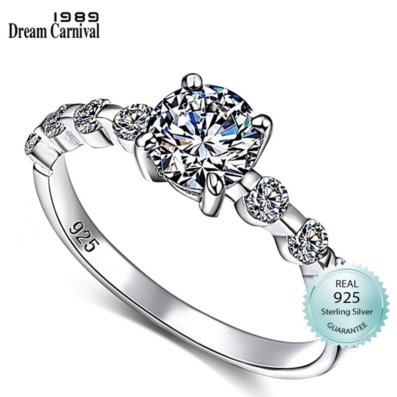 DreamCarnival 1989 New Wedding Party White Cubic Zircon Jewelry Design Silver Ring for Women Girl Friend Anillos Mujer SJ22546