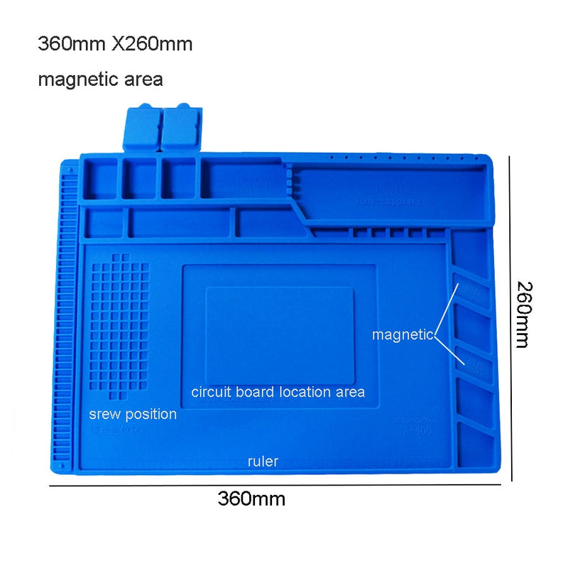 S-160 Silicone Pad Desk Platform 45x30cm for Soldering Station Iron Phone PC  Repair Mat Magnetic Heat Insulation No Lead