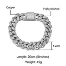 Hip Hop Heavy Iced out 12MM Big Box Buckle Cuban Chain Copper AAA+ Cubic Zirconia Stones Bracelet For Men Rapper Jewelry