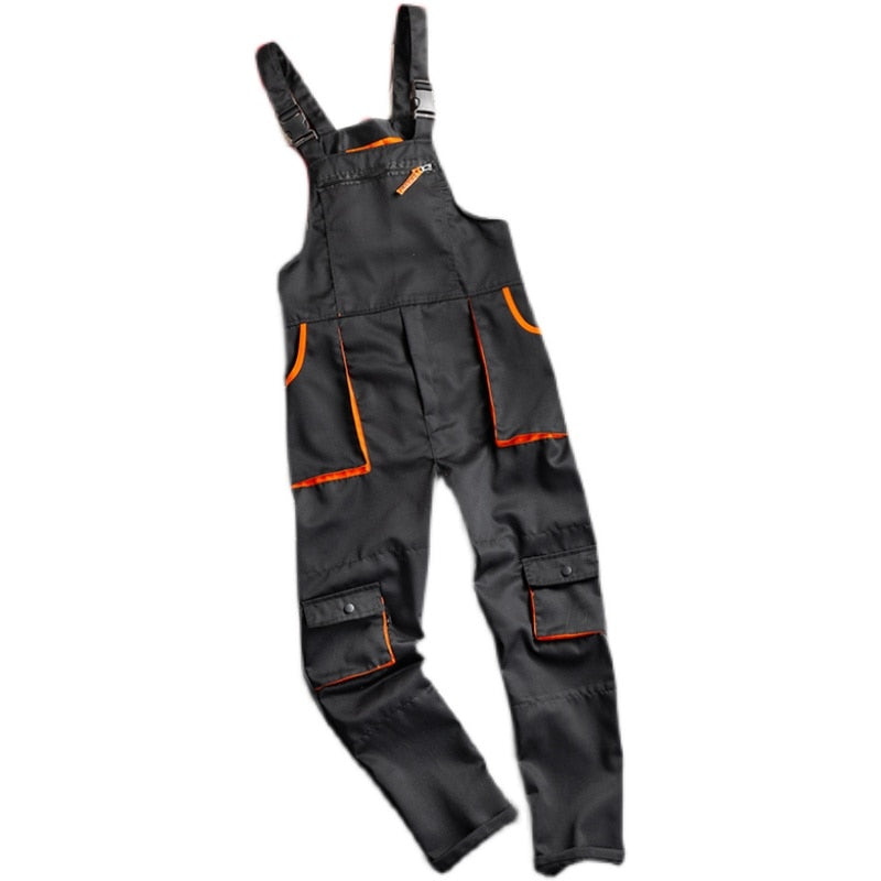 Bib Overalls Casual Work Clothing Large Size Sleeveless Bib Pants Protective Coveralls Strap Jumpsuits Fly Pockets UniformsS-5XL