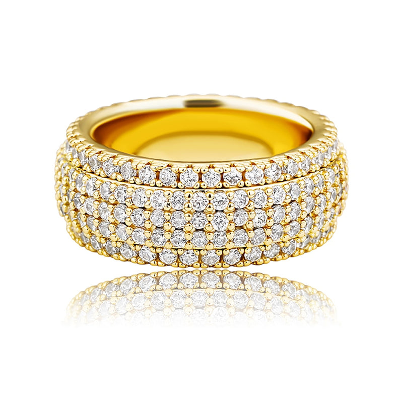 TOPGRILLZ 5 Layer Zirconia Band Ring Full Micro Pave Cubic Zirconia Rings High Quality Hip Hop Fashion Jewelry For Men Women