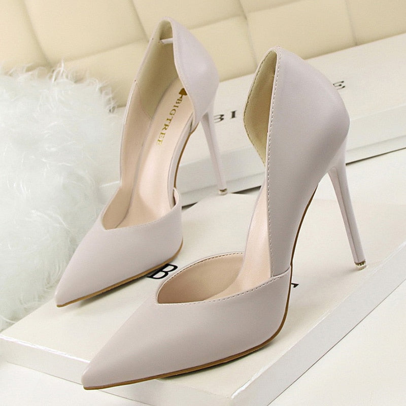 Zapatos BIGTREE, zapatos de tacón alto a la moda para mujer, zapatos negros, rosas y amarillos, zapatos de boda para mujer, zapatos de fiesta de aguja para mujer