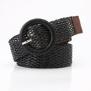 RAINIE SEAN Pu Leather Knitted Women Belt Vintage Ladies Belts for Dresses Ethnic Style Khaki Black Brown Female Waist Belt