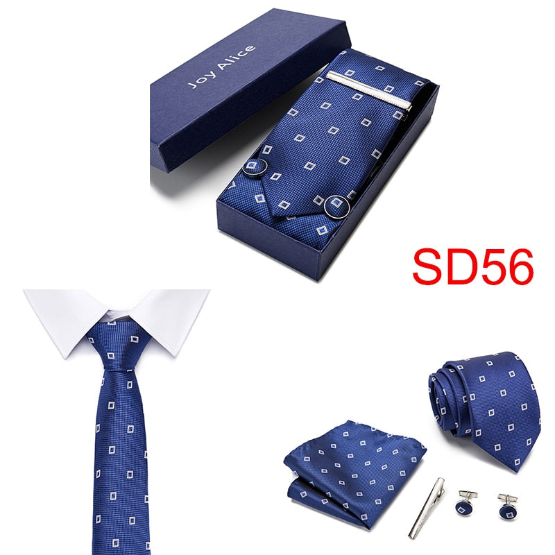 Gift Box 38 styles Tie Set Hanky Cufflinks With Gift Box Jacquard Woven Neckties Set For Men Wedding Party Lots of  accessories