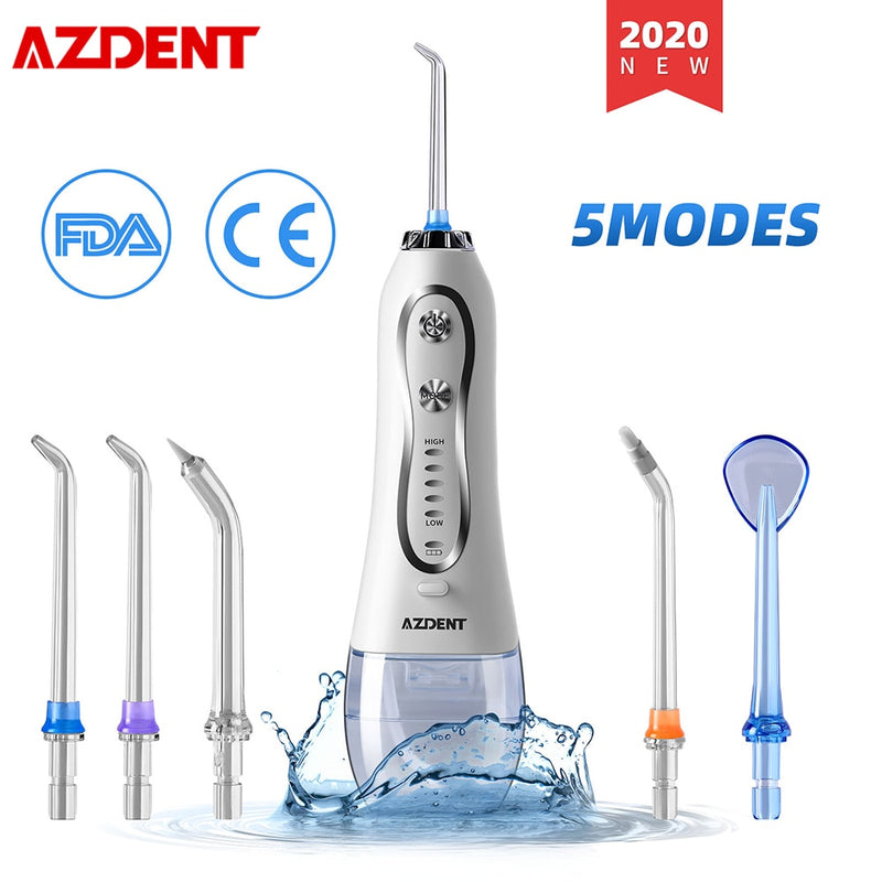 AZDENT portátil inalámbrico eléctrico agua Oral Dental irrigador Flosser USB recargable limpiador de dientes 5 modos IPX7 impermeable