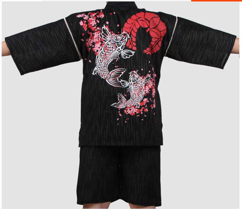 Traditioal Japanese Pajamas Sets Men Yukata Kimono Cotton Male Loose Japan Home Clothing Sleepwear Bathrobe Leisure Wear A52508