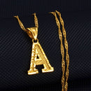 Anniyo A-Z Small Letters Necklaces Women/Girl Gold Color Initial Pendant Thin Chain English Letter Jewelry Alphabet Gift