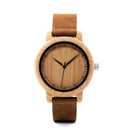 Relojes BOBO BIRD Lovers para mujer, reloj femenino de madera de bambú para hombre, correa de cuero, reloj de pulsera de cuarzo hecho a mano, erkek kol saati