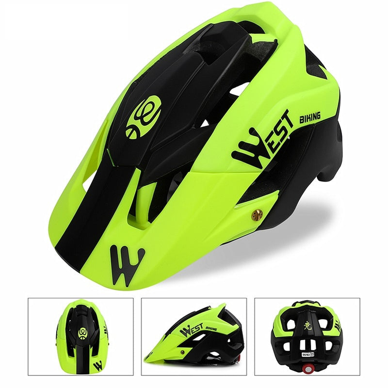 WEST BIKING Casco de bicicleta 56-62cm Transpirable Ultraligero MTB Casco de ciclismo de montaña moldeado integralmente Casco de seguridad para bicicleta