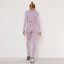 Women Seamless Yoga Set squat proof High Waist Gym Leggings Shirts Suit Long Sleeve tops Fitness Workout Sports Sets