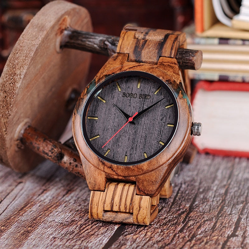 BOBO BIRD Holz Herrenuhr erkek kol saati Mode Luxus Design Uhren Damen Holz und Achat Inlay Case relogio masculino V-Q05