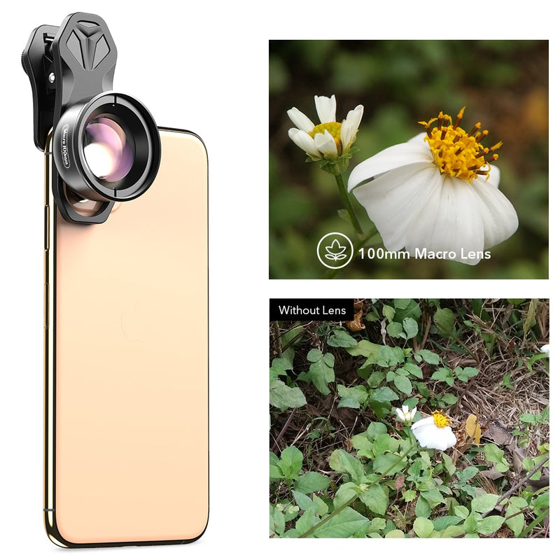 APEXEL Kameratelefonobjektiv 100 mm Makroobjektiv 4K HD Supermakroobjektive + CPL + Sternfilter für iPhone x xs max Samsung s9 alle Smartphones