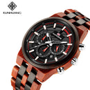 Mix Sandal Wood Men Sport Relojes Reloj de pulsera de madera Reloj de bambú de madera para hombres Correa de madera Cuarzo Husband Cronógrafo Relogio