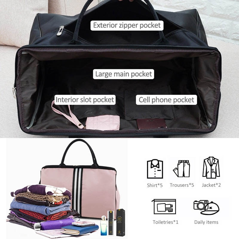 Korean Version Overnight Weekend Traveling Bag Strip Handbag Big Travel Bag Luggage Men&