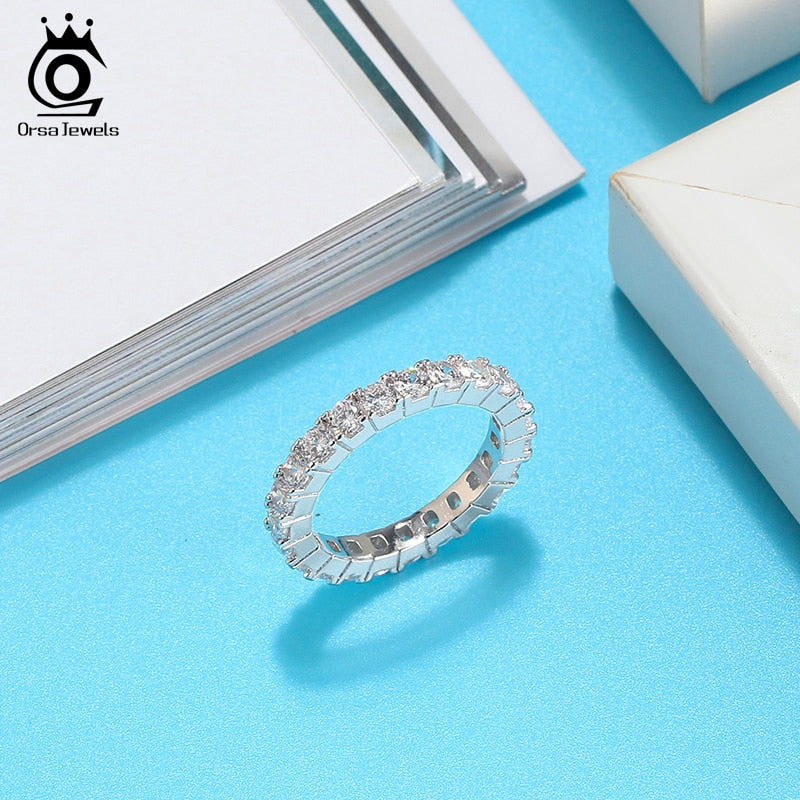 ORSA JEWELS, el más nuevo anillo de circón impresionante para mujer, anillo fino de plata de ley para fiestas de citas, anillos auténticos 925, joyería fina de moda SR205