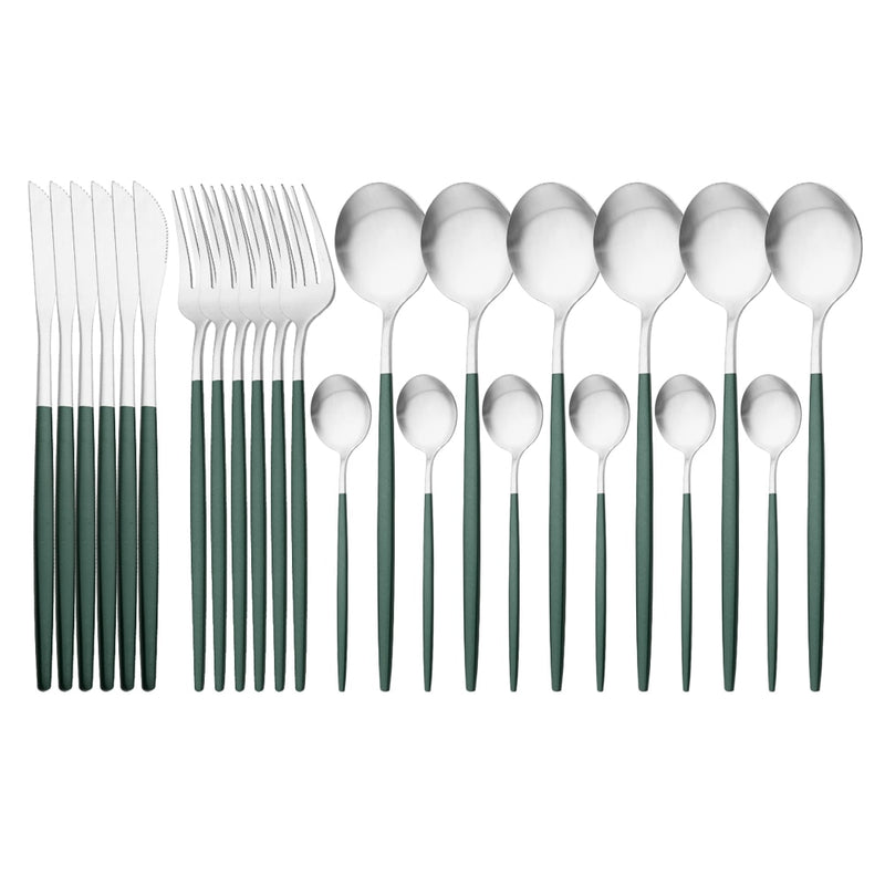 24Pcs Gold Matte Dinnerware Cutlery Set Stainless Steel Flatware Set Dinner Kniffe Fork Spoon Silverware Set Kitchen Tableware