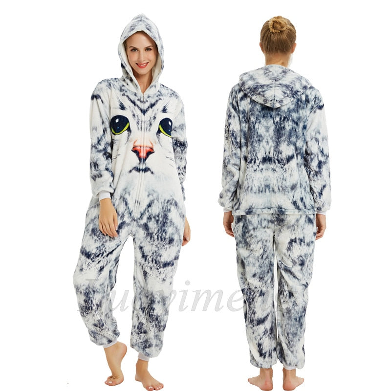Kigurumi Unicorn Pajama Stitch Adult Animal Onesie Women Men Couple Pajamas Winter Pijamas Suit Panda Sleepwear Flannel Pyjamas
