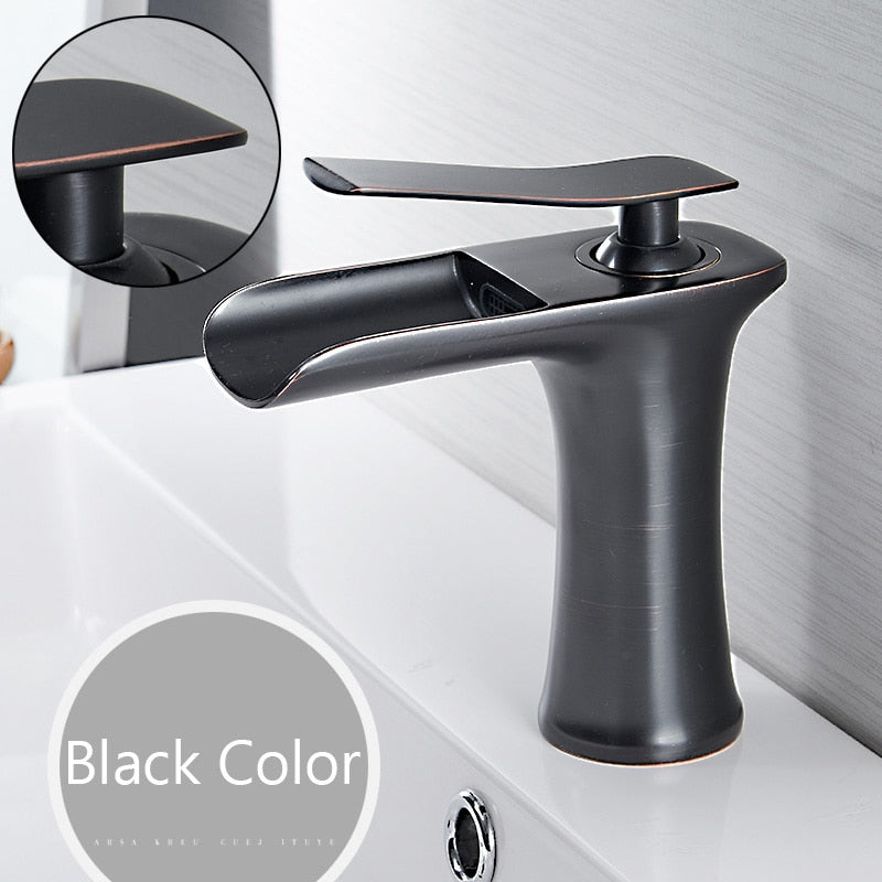 Basin Faucets Waterfall Bathroom Faucet Single handle Basin Mixer Tap Bath Antique Faucet Brass Sink Water Crane Silver 6009