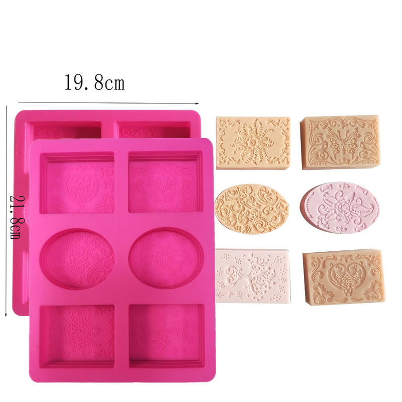 Silicone Soap Molds 6-cavity DIY Handmade Mixed Patterns Mould for Bundt Cake Cupcake Pudding Candle Soap Making Supplies Tool