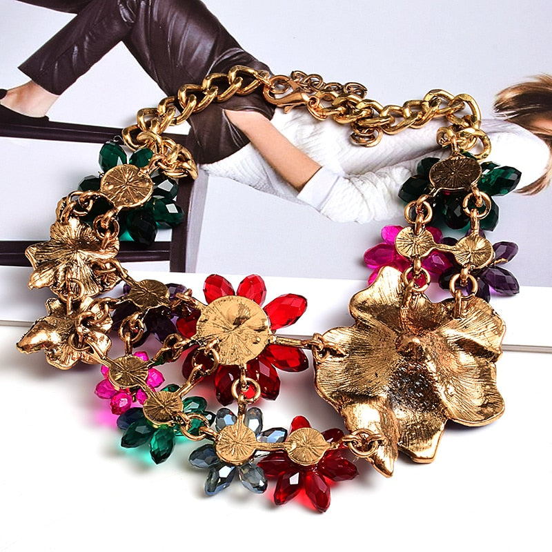 Statement Premium Necklace Accessories High-quality Handmade Fashion Colorful Crystals Rhinestones Necklaces Jewelry For Women