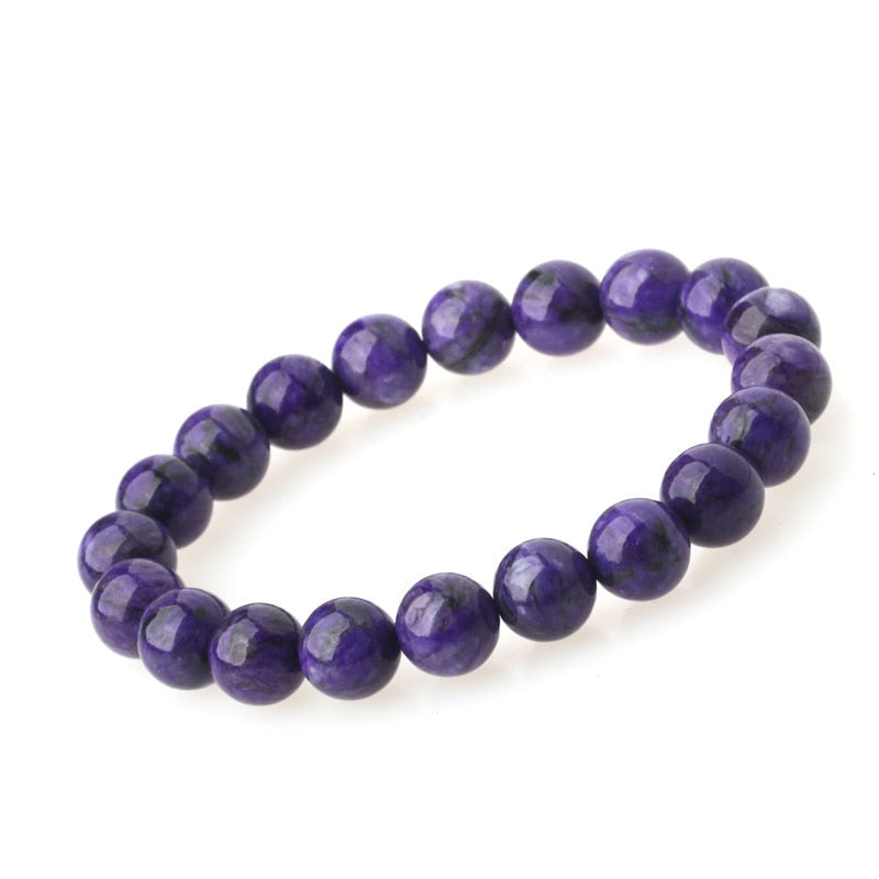 Genuine Natural Purple Charoite Gemstone Bracelet Women Round Beads Jewelry 8mmm 9mm10mm 11mm 12mm Russian Healing Russia AAAAA