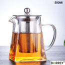 BORREY Hitzebeständige Glas-Teekanne mit Edelstahl-Tee-Ei, Filter, Blumen-Teekessel, Kung-Fu-Tee-Set, Puer-Oolong-Teekanne