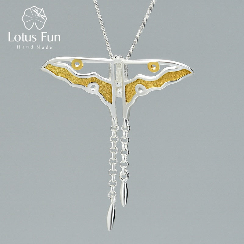 Lotus Fun Real 925 Plata de Ley Natural creativa hecha a mano joyería fina hueco mariposa cometa colgante sin collar