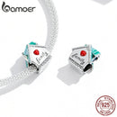 bamoer 925 Sterling Silver Happy Family Sweet House Metal Beads for Women Original 3mm Bracelet DIY Jewelry SCC1518