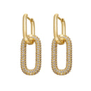 ZHUKOU one pair Hoop Earrings Women CZ Jewelry Gold /Silver Color Rectangle Earring Hoops for party birthday gifts model:VE129