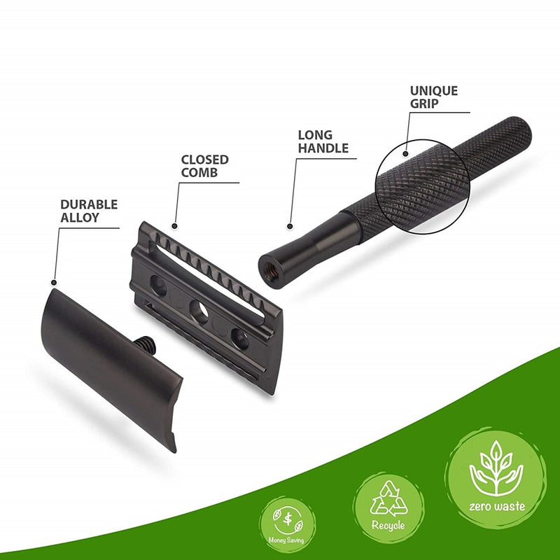 HAWARD Double Edge Safety Razor For Men&Women Classic Manual Metal Shaving Razor With 20 Shaving Blades Reusable&Plastic Free