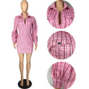 Plaid Women Mini Dress 2021 Autumn Puff Long SleevBodycon Shirts Dresses Sexy Club Party Outfits